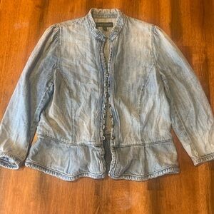 Ralph Lauren Denim Jacket 12 / 14 light Blue Vintage 2010’s Ruffle Bottom